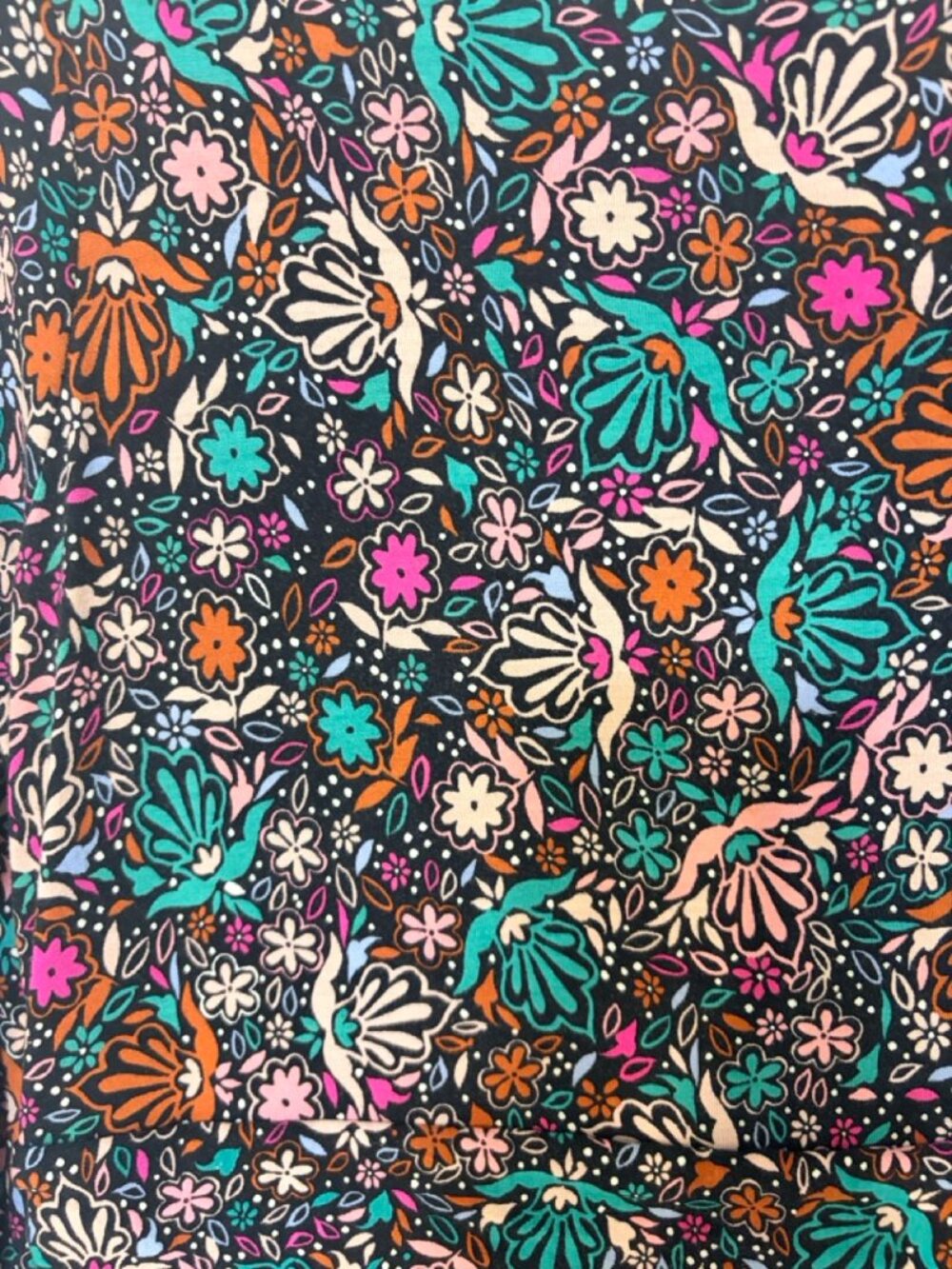 Boden Abigail Dress 12P Black Floral Confetti Pink Green Jersey Knit Stretch - Picture 4 of 6